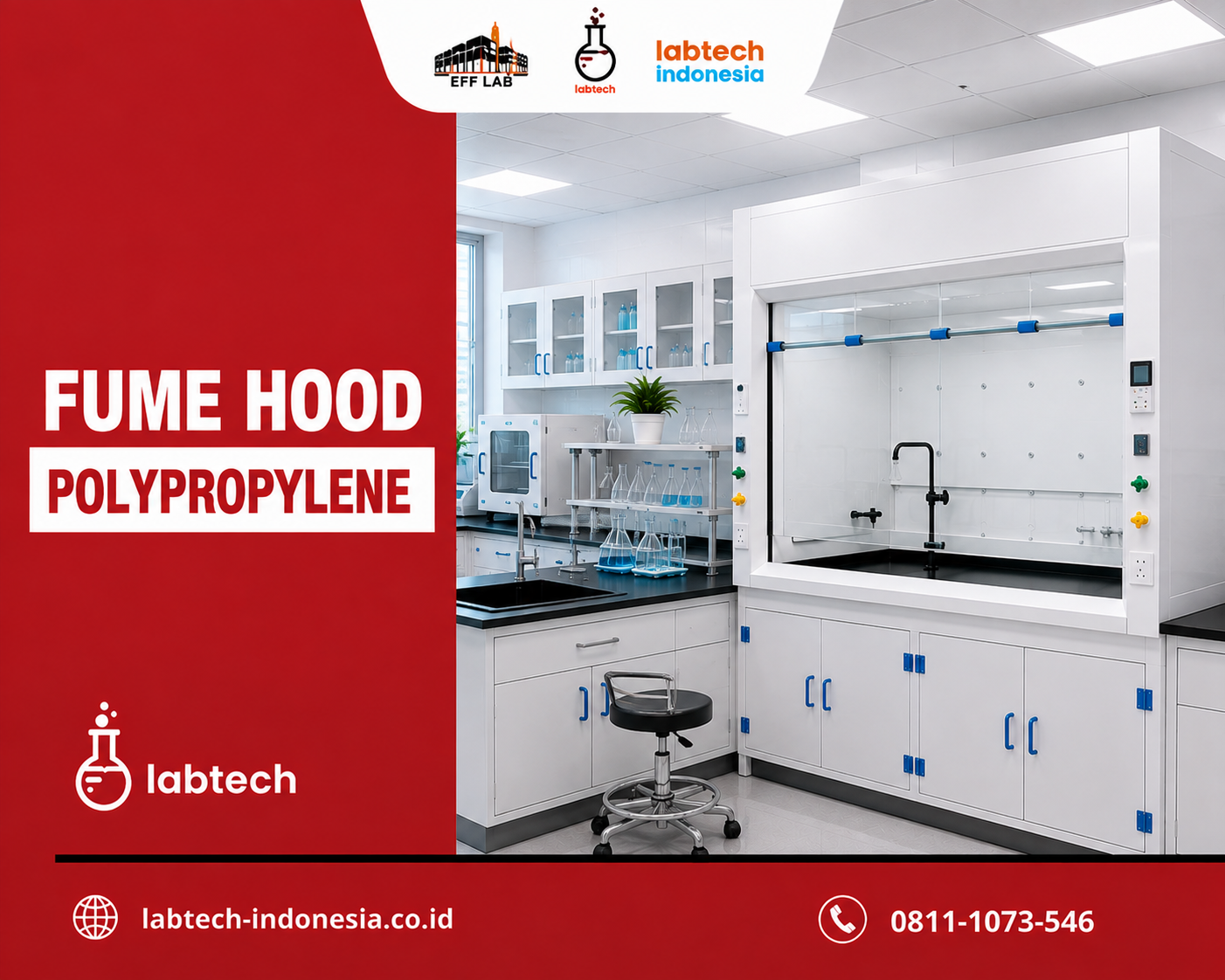 Fume hood polypropylene untuk laboratorium dengan desain modern